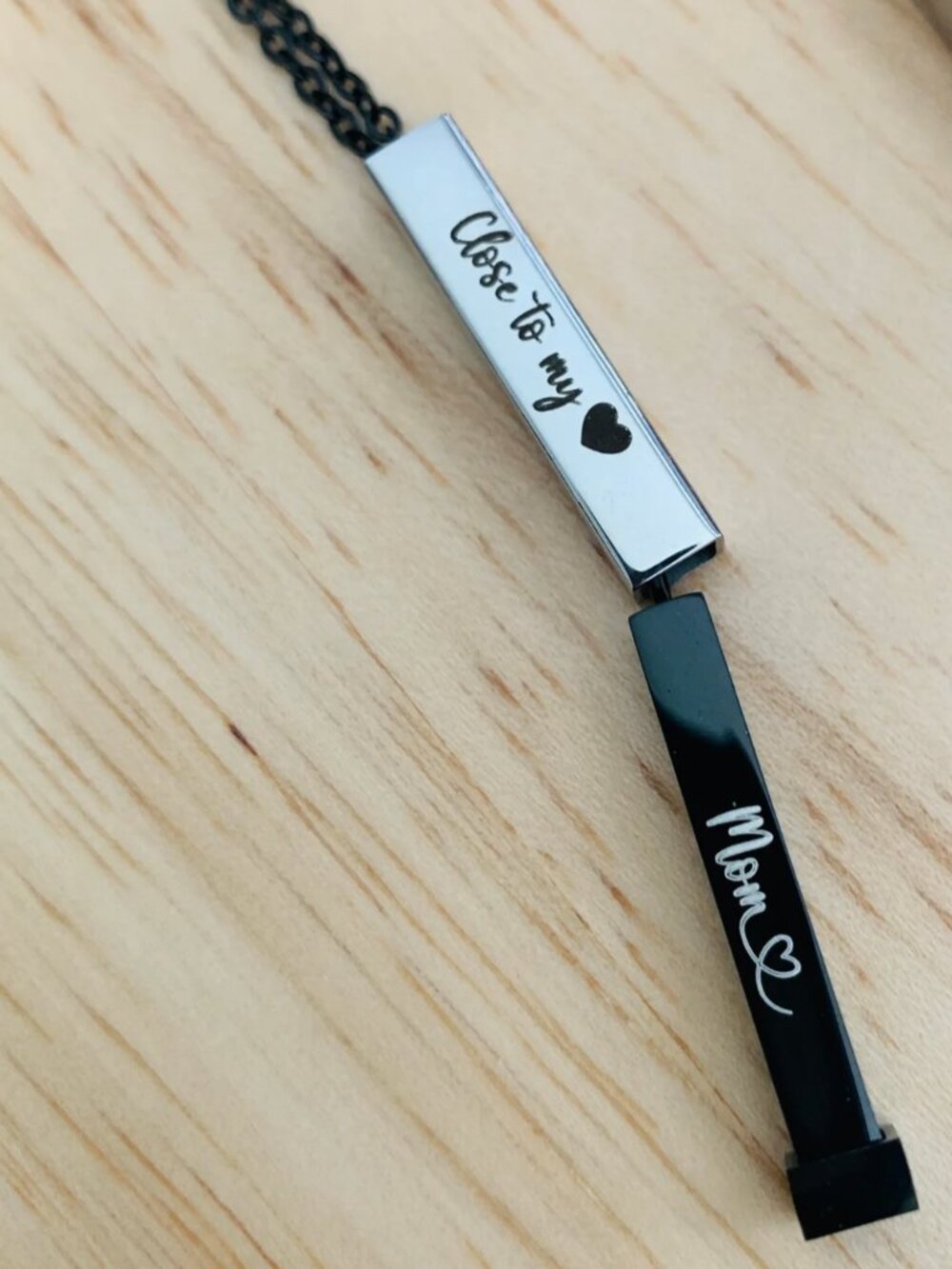 Close To My Heart - Hidden Message Vertical Bar Stainless Steel Necklace